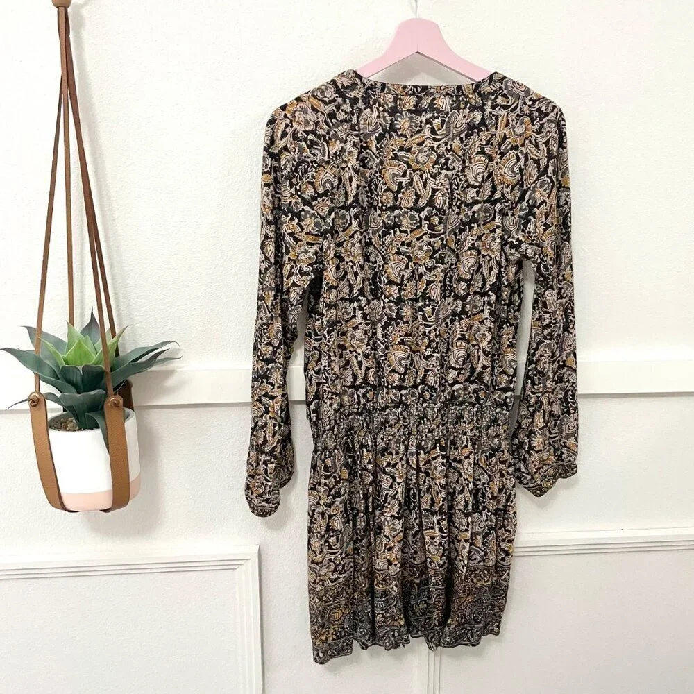 Faherty Montara Shirred Dress Long Sleeve Wonderlust Floral Size L - Picture 6 of 6